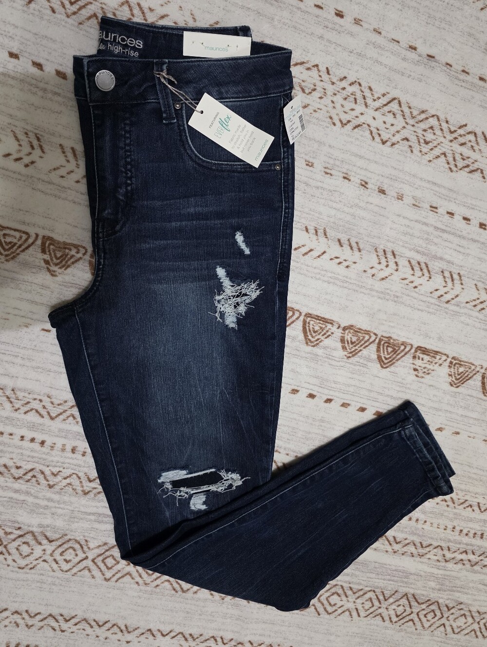 Maurices Skinny Distressed Dark Blue High-Rise Jeans NEW